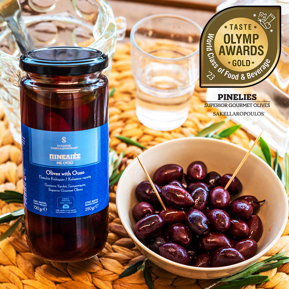 Pinelies Gourmet Olives with Ouzo
