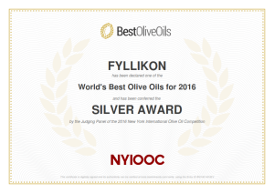 2016 Fyllikon Award Worlds Best Olive Oils